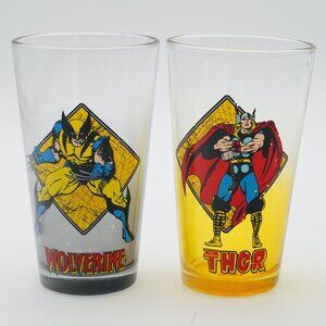 Marvel 2013 Thor, Wolverine Tumblers Drinking Glasses Set of 2